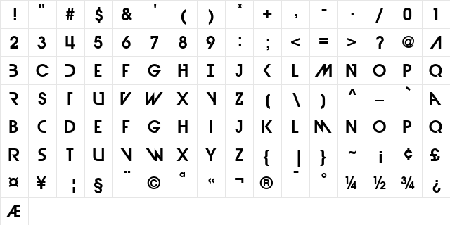 Devil Breeze Demi  glyph index