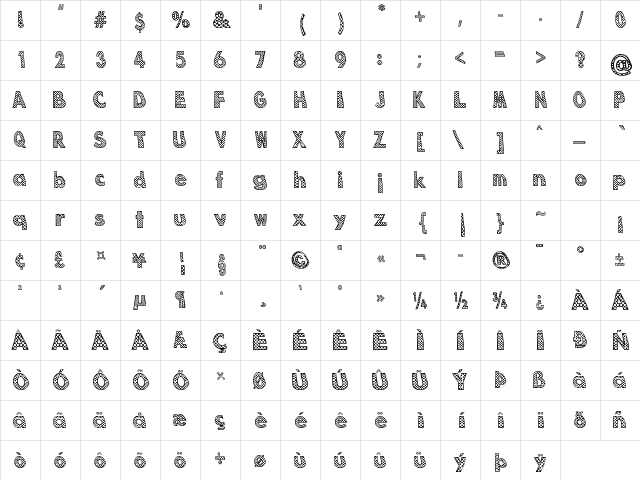 Dottie W. MacSpotter Regular  glyph index