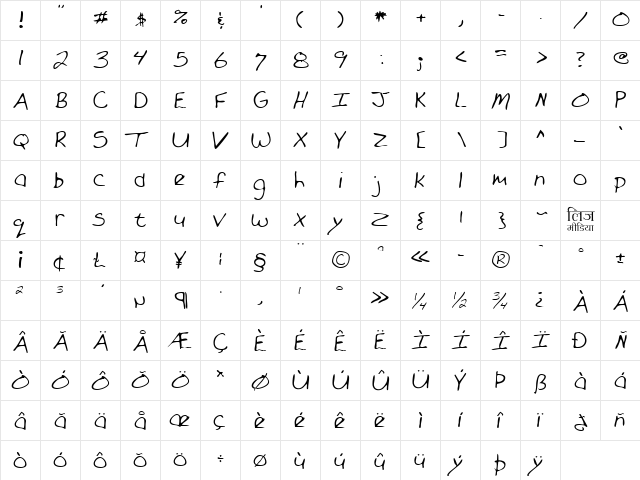 LEHN101 Regular  glyph index