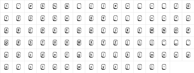 Keystrokes New Regular  glyph index