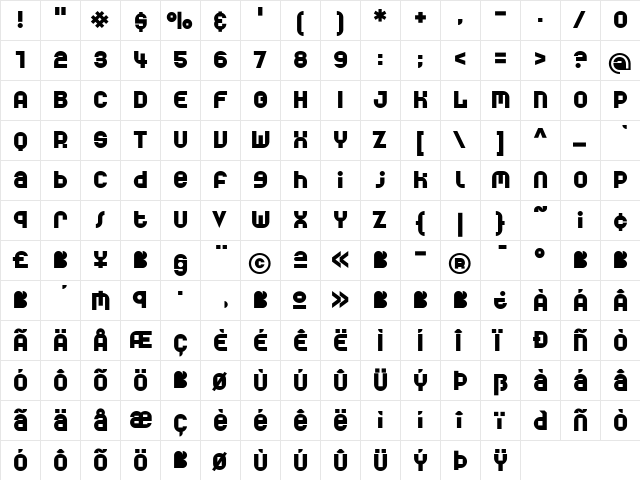 World Medium  glyph index