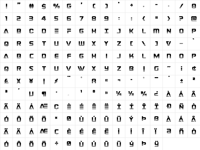 Astro Armada Twotone Regular  glyph index
