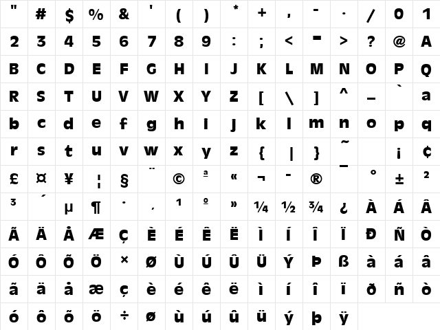 AntiqueOliT Bold  glyph index