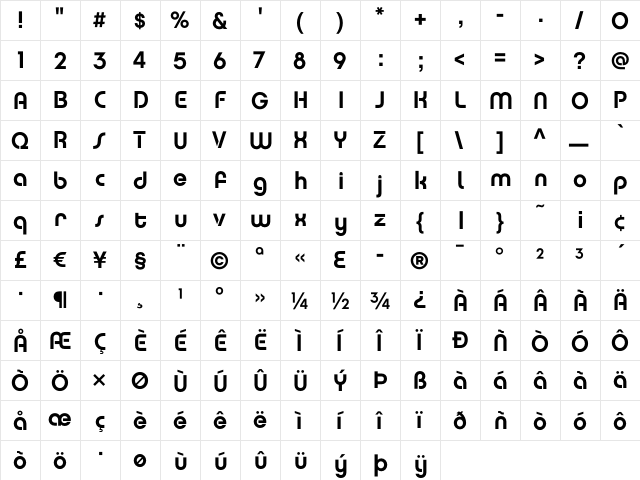 Chalet Tokyo  glyph index