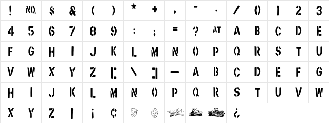 FootLocker Regular  glyph index