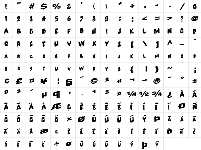 ChangeCourseFont56 Bold  glyph index