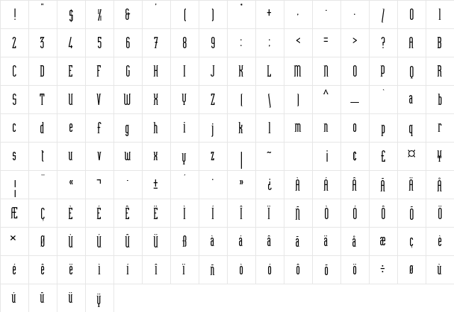 Heliotype Std Regular  glyph index