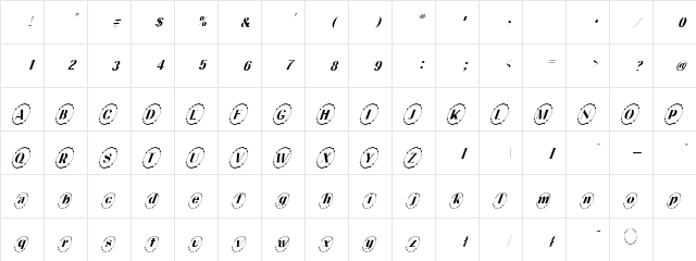 QintarItalics Regular  glyph index