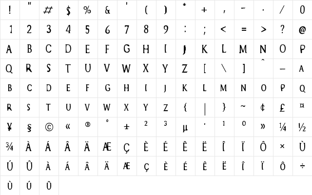 Basic Map Regular  glyph index