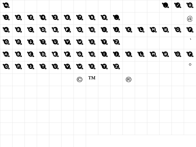 Saturn Regular  glyph index