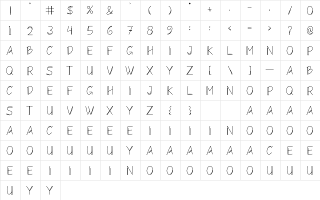 Monolism Bold  glyph index
