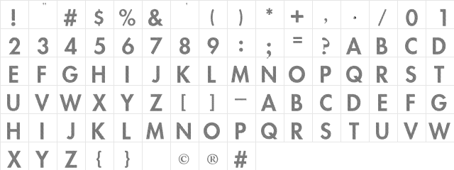 No Parking Regular  glyph index
