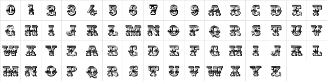 DS Romantiques Regular  glyph index