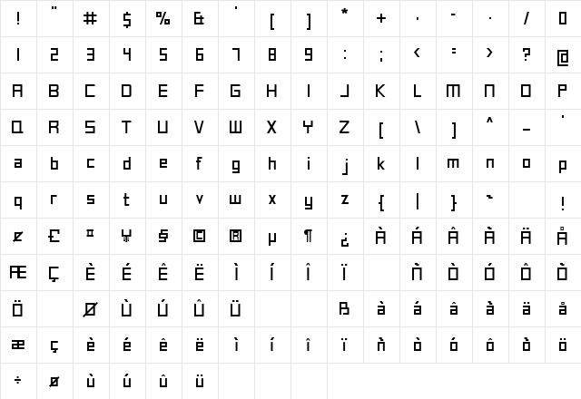 Cone Regular  glyph index