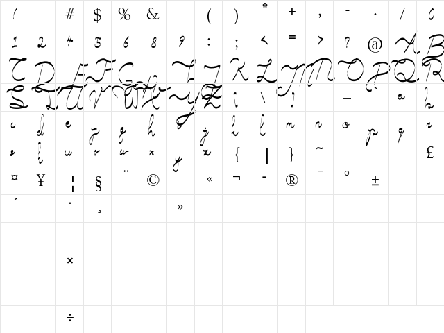 Wahyucakra Regular  glyph index