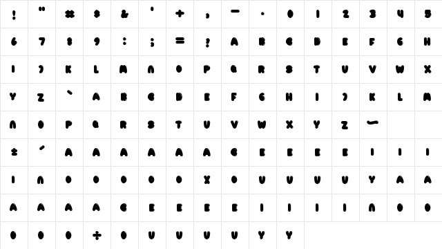 Hello Vanilla Regular  glyph index