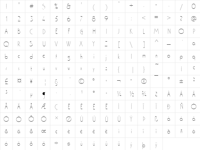 WashingtonDExtLig Regular  glyph index