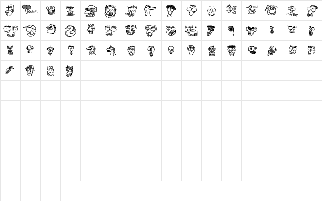 Doodle Dudes of Doom Regular  glyph index