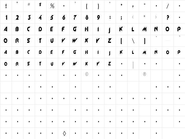 Rsnewgrrtt Cn Regular  glyph index