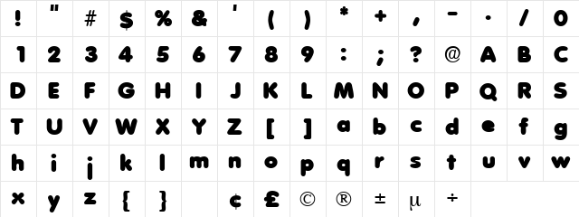 AderaDisplaySSK Regular  glyph index