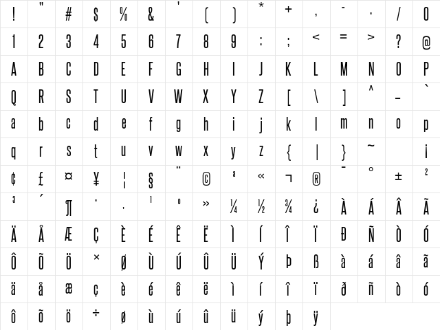 Steelfish Regular  glyph index