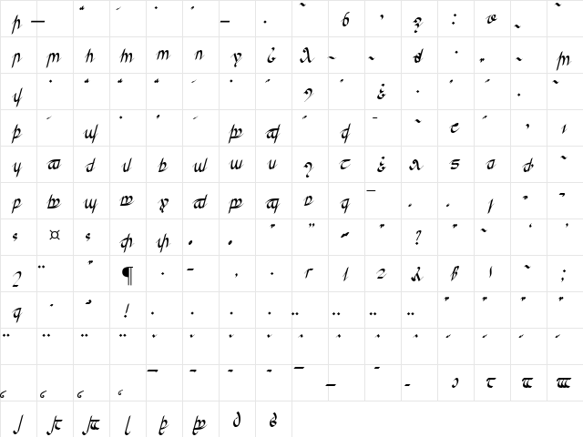 Greifswalder Tengwar Regular  glyph index
