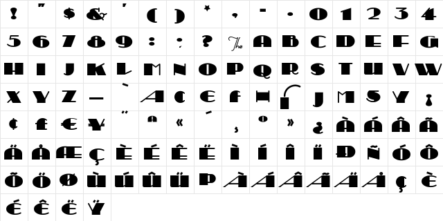 Sesquipedalian Regular  glyph index