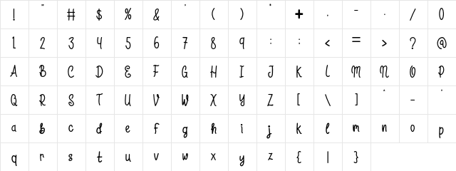 Sunrise Trip Regular  glyph index