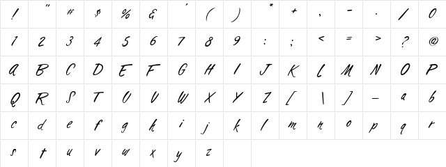 AL Surfboard Regular  glyph index