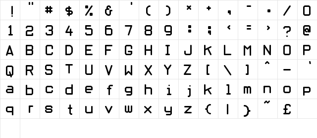 Oblivious font Regular  glyph index