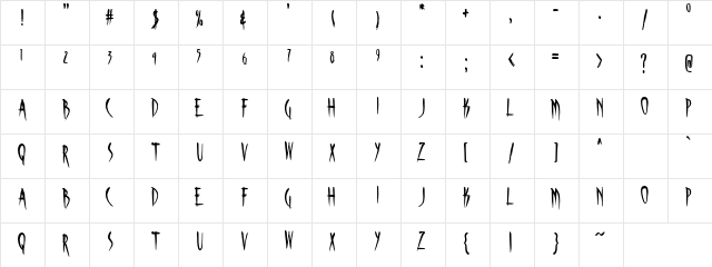 Go 2 Hell Regular  glyph index