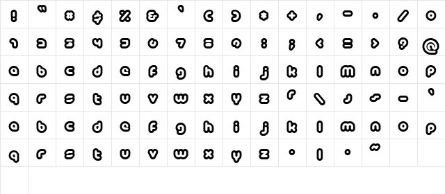 PicoWhite Regular  glyph index