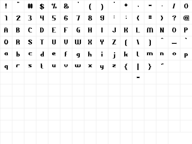 ACROSS THE NIGHT Regular  glyph index