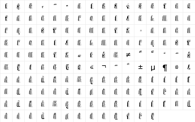 a_Harder3dTrnDn Regular  glyph index
