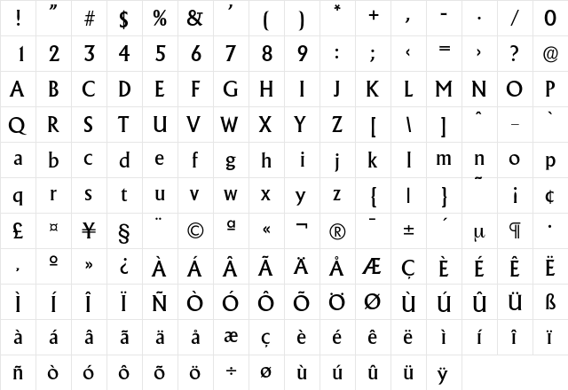 Adelon-Medium Regular  glyph index
