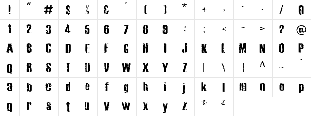 Cabeen Crappy  glyph index