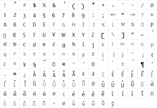 F2FMonakoStoned LT Std Regular  glyph index