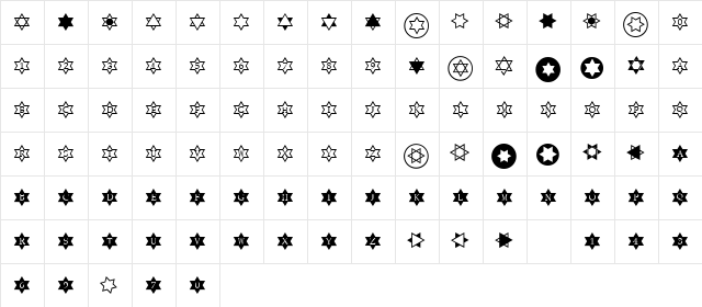 StarsOfDavid Regular  glyph index