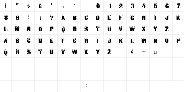 IceDisplayCapsSSi Regular  glyph index