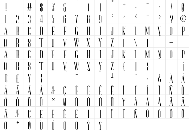 Bonjour Regular  glyph index