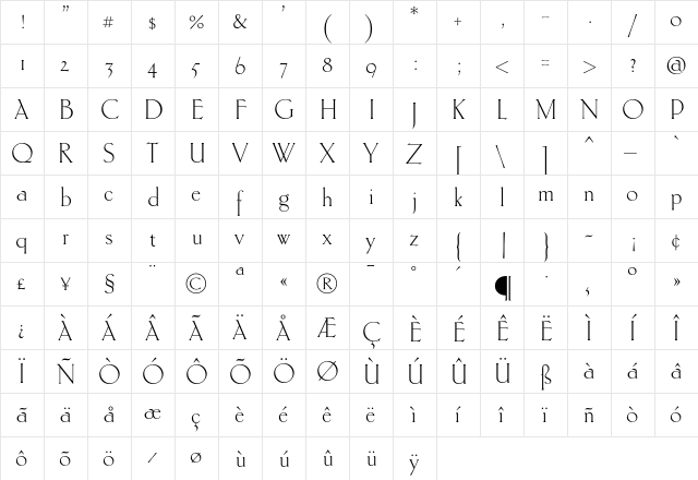 Ehmcke-HTF Regular  glyph index