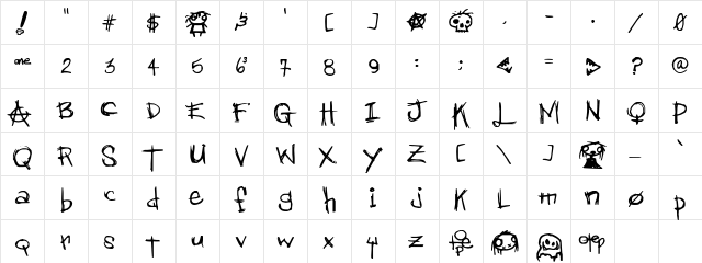 GFY Otep Regular  glyph index