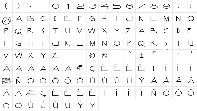 Anamorphos Regular  glyph index