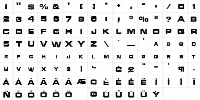 NCCINLINE Regular  glyph index