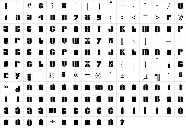 Glyphic Series  glyph index
