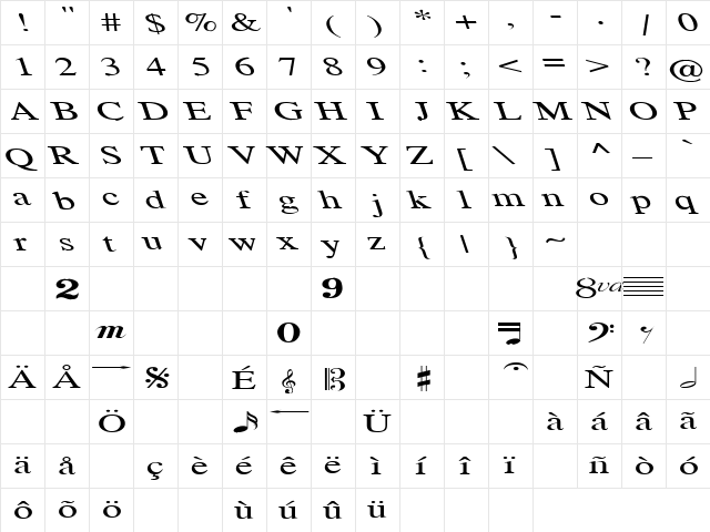 Woman Of The World 9 Regular  glyph index
