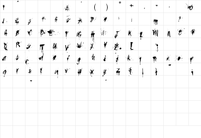 Painted Regular  glyph index