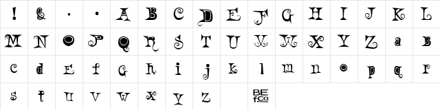 WeirdParty Normal  glyph index