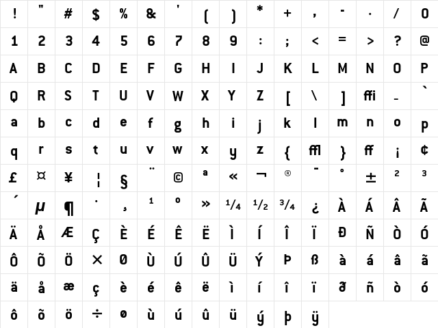 Conduit ITC Bold  glyph index