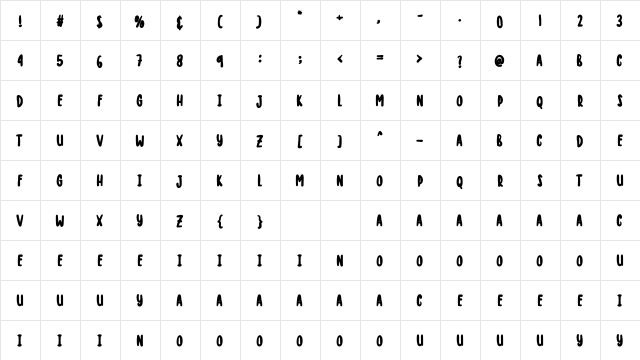 CREATIVE HOLLIDAY Regular  glyph index